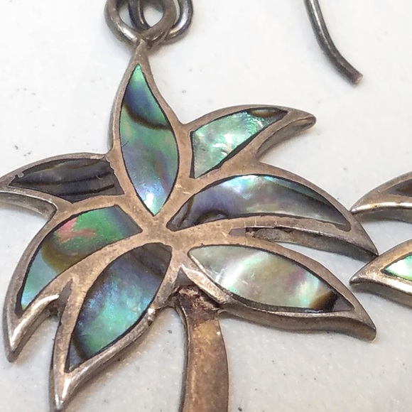 90s Abalone and Sterling Palm Earrings - Picture 7 of 7
